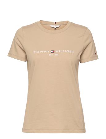 Regular Hilfiger C-Nk Tee Ss T-shirt Top Beige Tommy Hilfiger