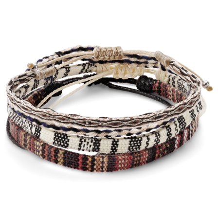 Bracciale Surfer in tessuto multicolore rosso e bianco per uomini - Braccialetti con cordino