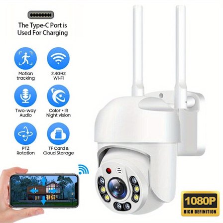 Trådlös Kamera 1080P 360 Dome Kamera USB-laddning AI Rörelsedetektering 360 Graders Panoramaövervakning