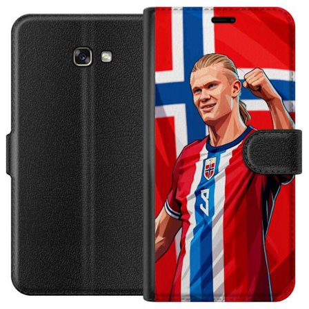 Kompatibel Tegnebogsetui til Samsung Galaxy A3 (2017) Erling Haaland i Norges landsholdstrøje foran det norske flag med knyttet næve