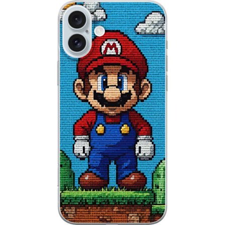 Kompatibelt Mobilskal till Apple Apple iPhone 16 Plus Super Mario affisch Nintendo retro spelkaraktär 8bit pixelkonst klassiskt spel hjälte mural de