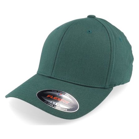 Flexfit - Grön flexfit Keps - Wooly Combed Spruce Green Flexfit @ Hatstore