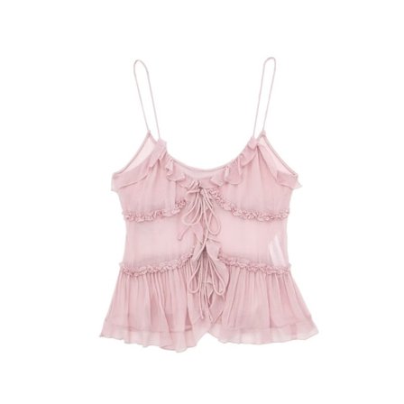 Mote Ruffle Tank Top Suspender Skjorte ROSA M Pink