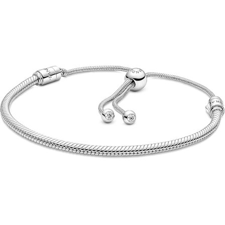 Jewelry Moments Snake Chain Slider Charm Armbånd Til Kvinder - Sterling Sølv Med Cubic Zirconia SX