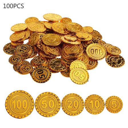 100 stk. Pirates Gold Coins Forhandlingschip spil Coin Treasure Coins jul dec.