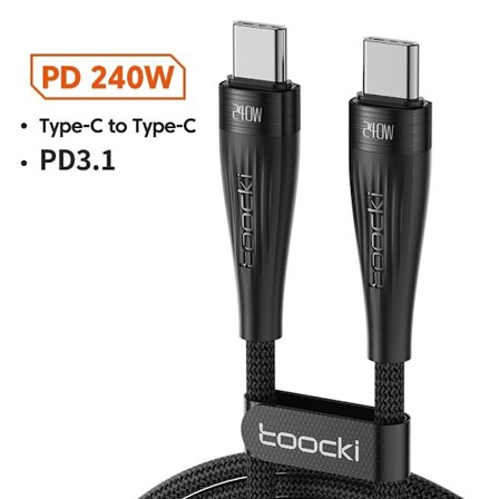 PD 240W Typ C till Typ C Kabel SVART 1M