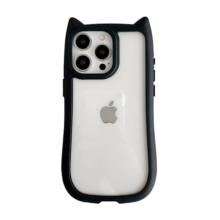 Sött Kattöron Transparent Mobilskal Kompatibelt med iPhone Skal (Svart, iPhone 15 Pro Max)