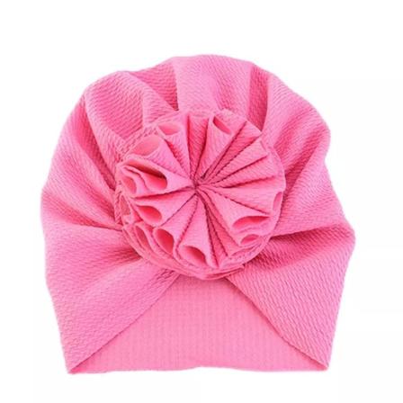 Søt turban med stor blomst flere farger stretchmateriale 0-4 år DarkPink one size