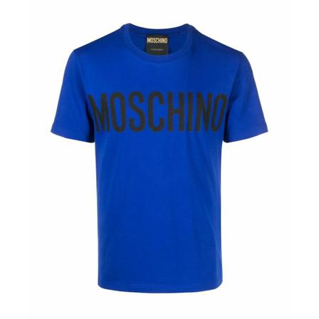 Moschino, T-Shirt mm giro st.logo Niebieski, Mężczyzna, Rozmiar: M