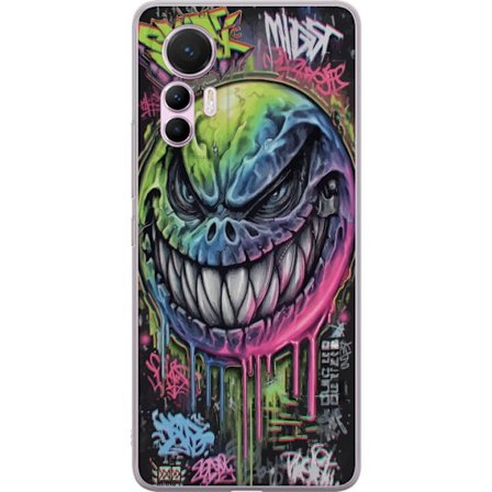 Kompatibelt Mobildeksel til Xiaomi 12 Lite Fargerik graffitiillustrasjon av et ondskapsfullt smilende monsteransikt med dryppende neonfarge