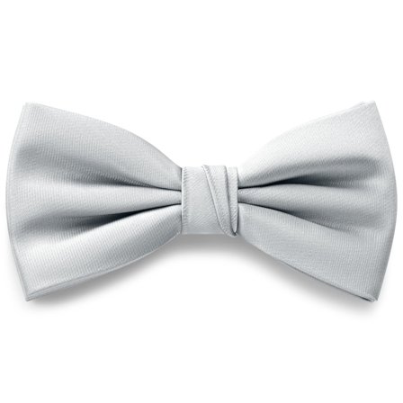 Silver-tone Pre-Tied Satin Bow Tie for Men - Pre-tied bow ties