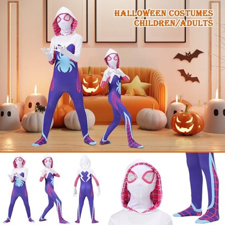 Ny børnepige Ghost Spider Stacy Gwen rollespils-bodysuit balkjole lilla