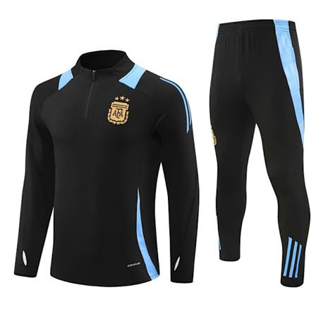 2425 Argentina Fodbold Langærmet Opvarmningstøj Træningsuniform Sort Black S
