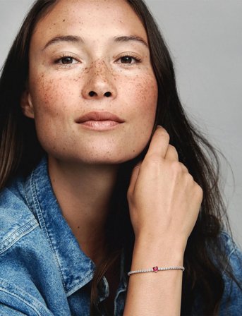 Pandora Heart Sterling Silver Tennis Bracelet With Cherries Jubilee Red Crystal And Clear Cubic Zirconia - Red - 16 CM