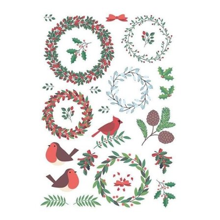 Dekaler - Jul - Julkrans - Papper - Röd - 21 x 14,8 cm