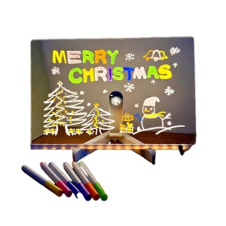 LED-tavle med farver, akryl whiteboard med lys, glødende akryl meddelelsestavle, oplyst whiteboard med stativ som en glød
