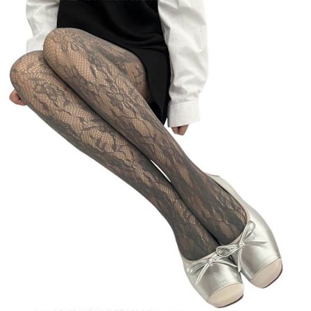 Naisten Kestävät Läpinäkyvät Kuviolliset Verkkosukkahousut Auringonkukka Jacquard Ohuet Mesh Pitsi Sukkahousut Leggingsit Harmaa_OF