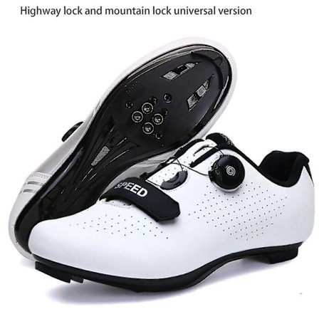 Låsbare cykelsko til landevejscykling, hård-sålede mountainbikesko, racersko og sportssko Hvid(FQ)