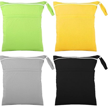 4 stk. våd og tørre poser til baby stofbleer, vandtætte vådposer, vaskbare rejsetasker, genanvendelige