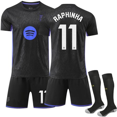 (AZC)25-26 Barcelona Black Mamba Special Edition Fotballdraktsett (Inkludert Sokker) Nr.11 Raphinha Nr.11 Raphinha