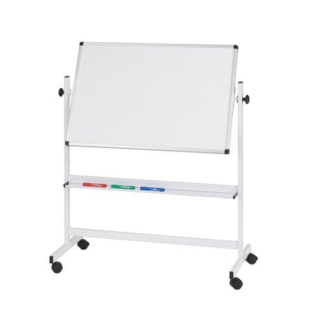 Junior rotating mobile whiteboard, 900x600 mm, white frame