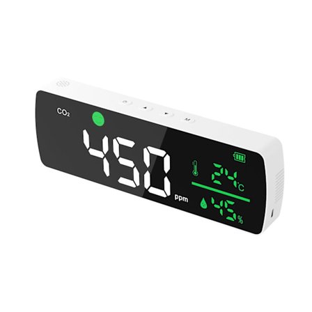 11,2 tommer LED digital 3-i-1 luftkvalitetsvægmonitor temperatur fugtighed co2 alarmdetektor kuldioxidtester spejl