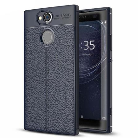 Läder Mönstrat Tpu Skal Sony Xperia Xa2 (h4113) Blå