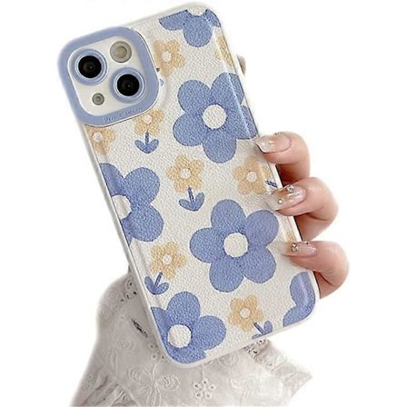 Sött blommigt kameraskydd mjukt iPhone-skal (Blå, iPhone 11)