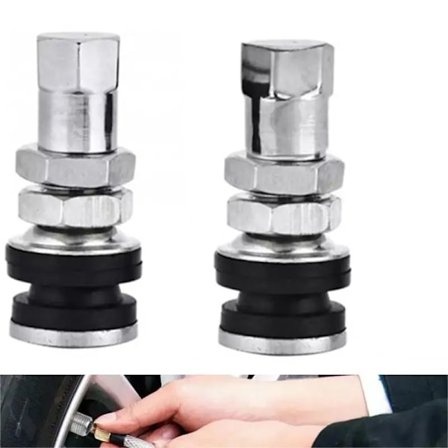 2 STK Bil Dekkventil Korte Stammer Dekk Metall Slangeløs Klemme Bil Bolt Hjul Dekkventil Stammer Støvhette Erstatningsdeler