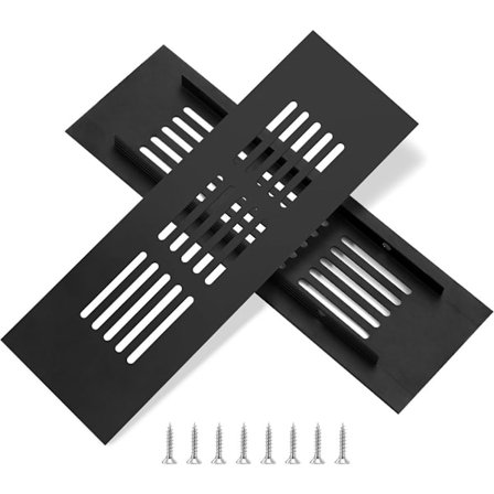 ING Ventilasjonsrist, aluminium, rektangulær, korrosjonsbestandig, med skruer, egnet for ventilasjon av garderobe og soverom, svart, 15 x 5 cm