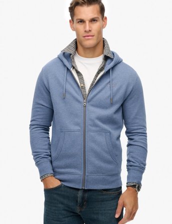 Superdry Essential Logo Zip Hoodie Hb - Blue - L