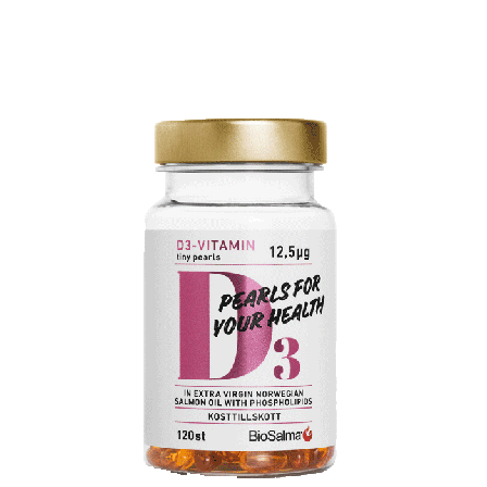 BioSalma D3-vitamin + Laxolja 120 små kapslar
