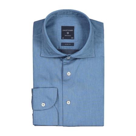 Profuomo, Overhemd Blauw, Heren, Maat:M,Katoen