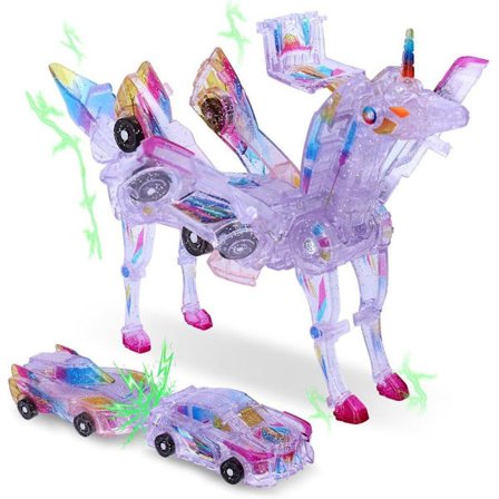 2-i-1 Transformer Car Unicorn – Magnetic Transforming Car & Robot Toy for Kids