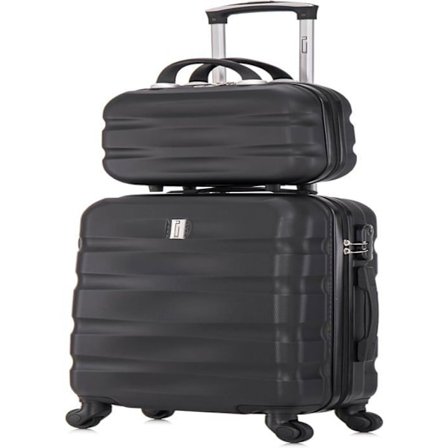 Kabinekuffert 55x35x25cm med toilettaske | CELIMS AeroWave kuffert | Ultra-let | ABS | Lås | 4 hjul 360 | Sort