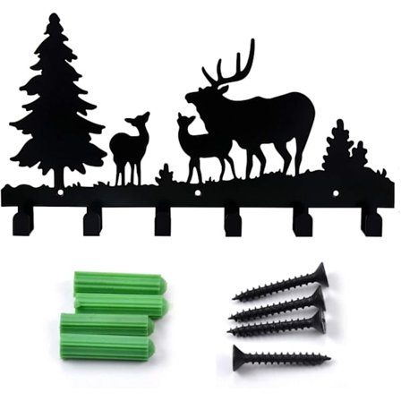 Deer Talk Forest vægmonteret knagerække med 6 kroge, dekorativ