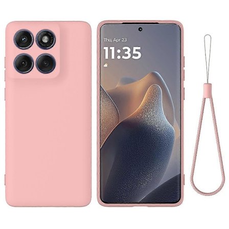 Enfärgat Flytande Silikon Fallsäkert Fulltäckande Mobilskal Rosa