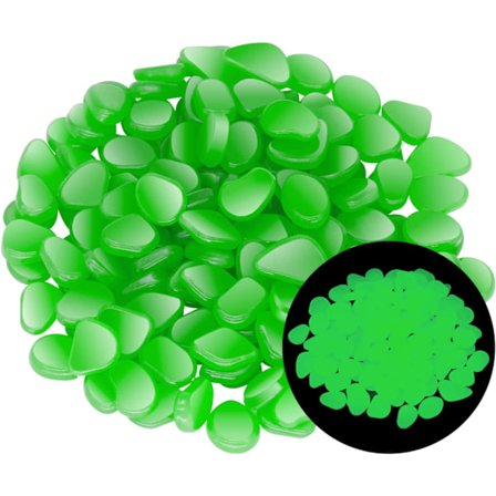 200 stk. selvlysende småsten, der lyser i mørket, til udendørs dekoration