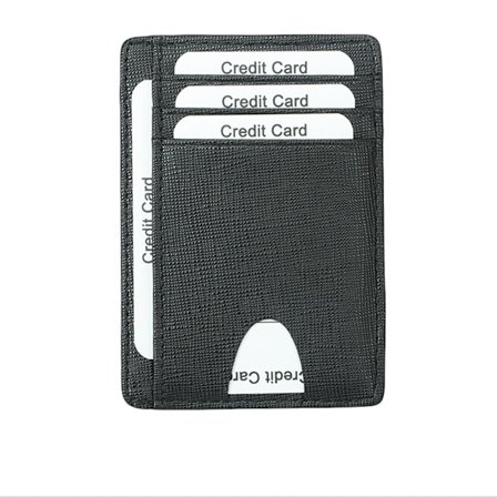 Kortholder med RFID-beskyttelse Ægte læder Black