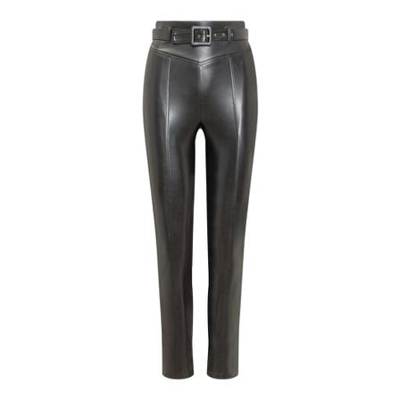 Simona Corsellini Leather Bukser Sort, Dame Læderbukser, Størrelse: 2XS