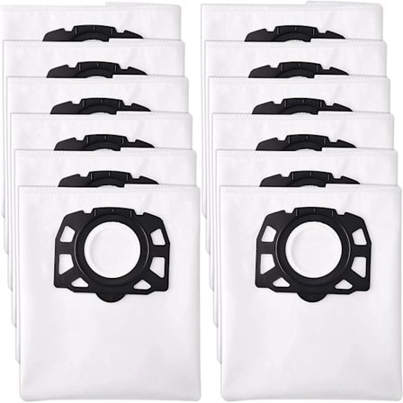 12 Kärcher KFI 487 dammsugarpåsar 2.863-006.0 Ersättning för Kärcher MV4 MV5 MV6 WD4 WD5 WD6 WD4.000 WD5.999, Kärcher premium filterpåsar, våt/t