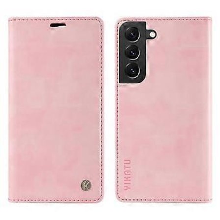 YIKATU YK-006 Kompatibelt Skal för Samsung Galaxy S22+ 5G, Litchi Textur Ultratunt Kortfack Telefonfodral (Rosa)