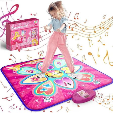 Bestselgende elektronisk dansematte for barn, prinsessedansematte fotpedal spillematte musikkteppe, 7 moduser, jente gutteleke