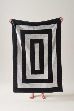 Jotex - Badelaken 100x150 Cm Svart/hvit - WILLIAM - Kjøp Badelaken hos Jotex