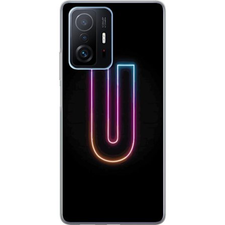 Kompatibel Mobilcover til Xiaomi Xiaomi 11T Minimalistisk neonbogstav U i farverig lyseffekt mod sort baggrund