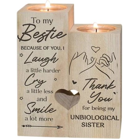 Ljusstake med ljus till min bästis - ihålig hjärtformad ljusstake