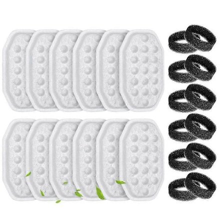 24-pack Kattfontän Filter Ersättningar och Förfilter Svampar för 3,2 dl/10 Oz Rostfria Djurfontäner