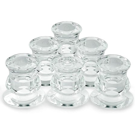 Sett med 6 klare glasslysestaker, 2,4 cm i diameter