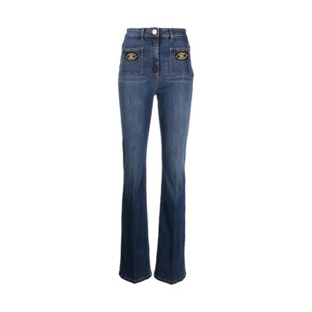 Elisabetta Franchi, Flared Jeans Blauw, Dames, Maat:W28