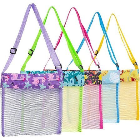 Strandlegetøj Skalposer Strandtaske Til Børn 5 Stk Farverige Net Strandtasker Børns Skalnetpose Til Børn Opbevaring Skal Frugt Grøntsager Eller 